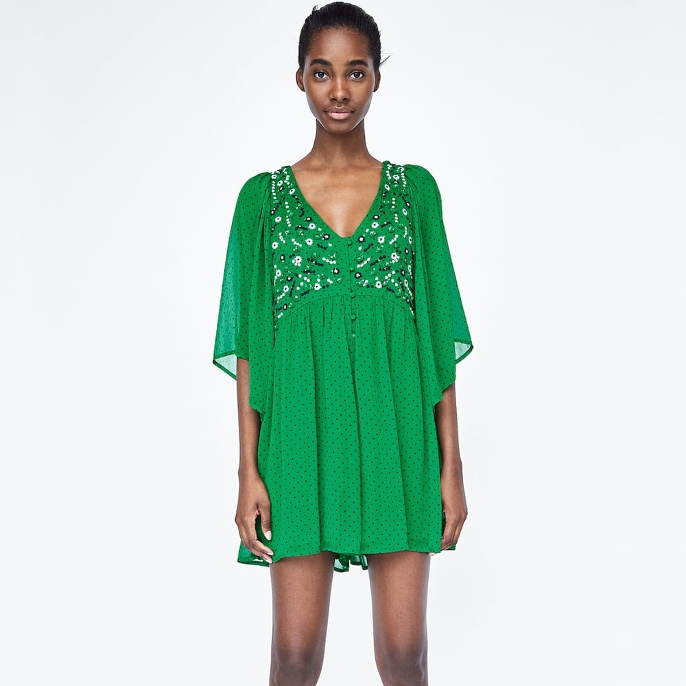 NEW! ZARA PLUMETIS EMBROIDERED JUMPSUIT, SMALL